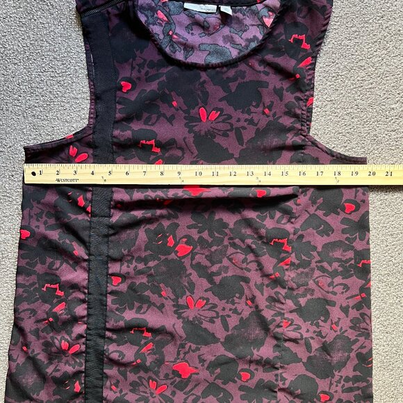Halogen Women’s Sleeveless Ribbon Trim Woven Plum Pattern Printed Top | Size L - Picture 5 of 8